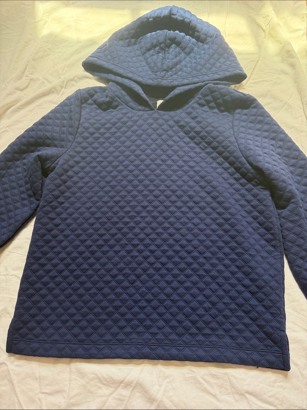 J. Crew Quilted Crewneck Hoodie in Navy Blue